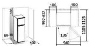 100 60-70 100 592-612 100 1105-1125 135° 940