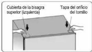 Cubierta de la bisagra superior (izquierda) Tapa del onificio del tornillo
