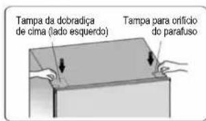 Tampa da dobradaça de cima (lado esquerdo) Tampa para orificio do parafuso