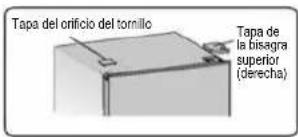 Tapa del orificio del tornillo Tapa de la bisagra superior (derecha)