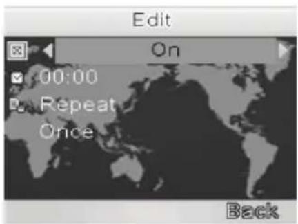 Edit On 00:00 Repeat Once Back