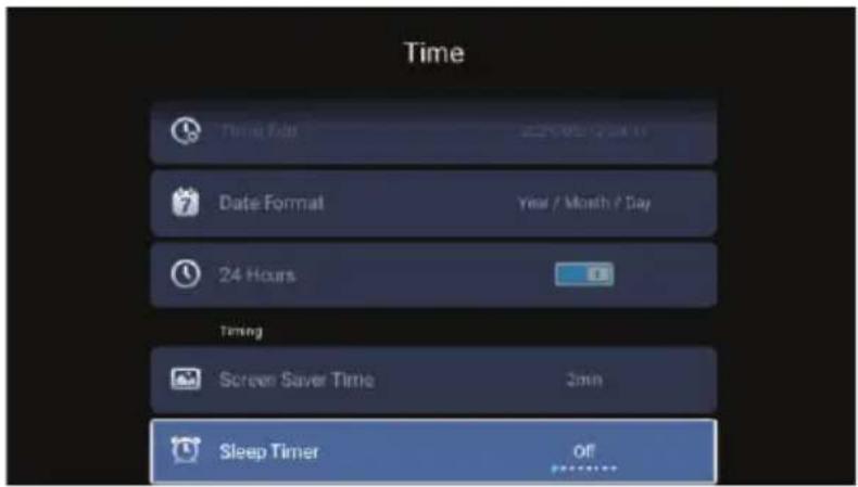 Time Time Roll Date Format Year / Month / Day 24 Hours Timing Screen Saver Time 2min Sleep Timer Off
