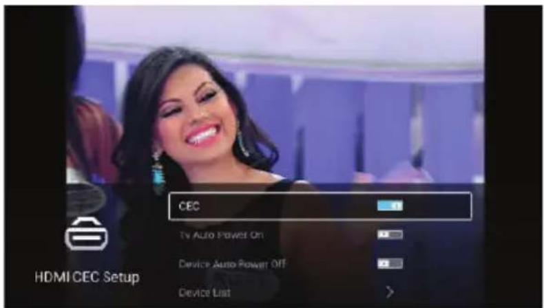 CEC TV Auto Power On Device Auto Power Off Device List HDMI CEC Setup