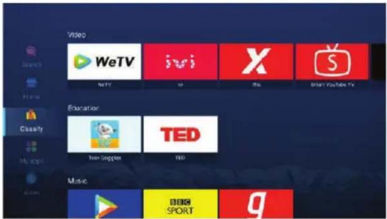 Video WeTV iwi X Smart YouTube TV NeTV NI File Classify Education TED Toy Goggles TBD Music BBC SPORT g
