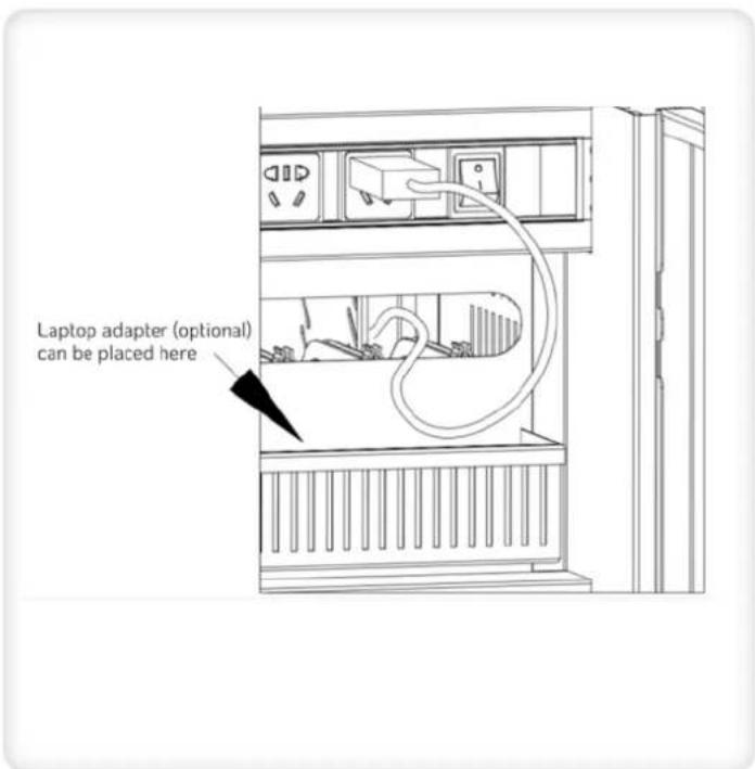 Laptop adapter (optional) can be placed here