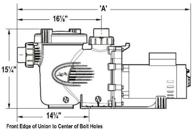 'A' 16½" 15½" 14¾" Front Edge of Union to Center of Bolt Holes