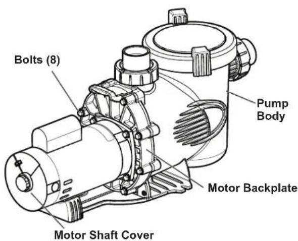 Bolts (8) Pump Body Motor Backplate Motor Shaft Cover