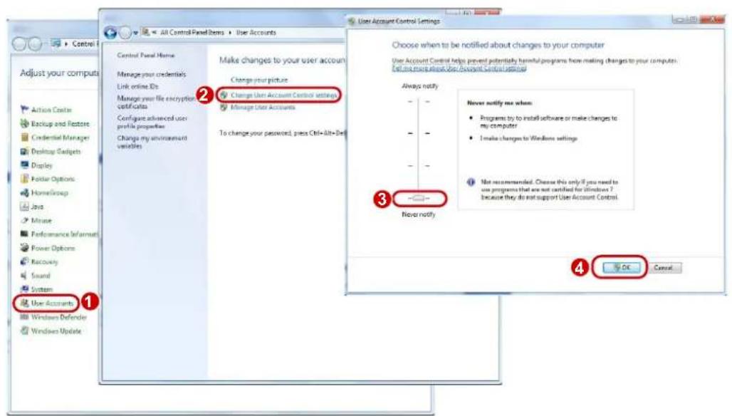 User Account Control Settings Control Panel Name Manage your credentials Link online Dts Manage your file encryption certificates Configure advanced user profile properties Change my environment variables Make changes to your user account Change your picture Change User Account Control settings Mana…