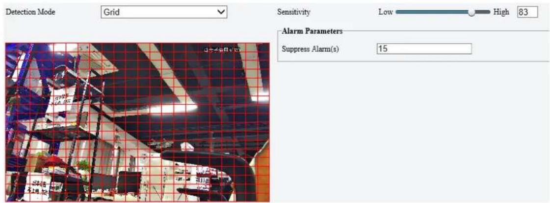 Detection Mode Grid Sensitivity Low High 83 Alarm Parameters Suppress Alarm(s) 15