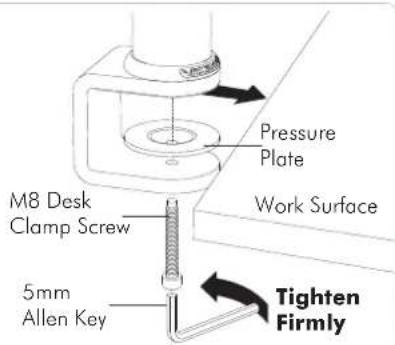M8 Desk Clamp Screw 5mm Allen Key Pressure Plate Work Surface Tighten Firmly