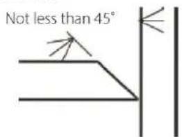Not less than 45°