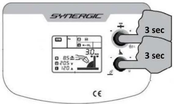 SYNERGIC 30 nm 85 A 205 V 120 A CE 3 sec 3 sec