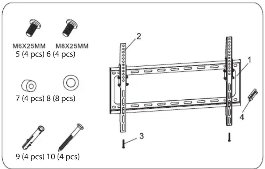 M6X25MM M8X25MM 5 (4 pcs) 6 (4 pcs) 7 (4 pcs) 8 (8 pcs) 9 (4 pcs) 10 (4 pcs)