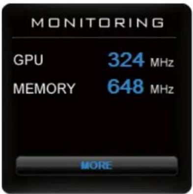 MONITORING GPU 324 MHz MEMORY 648 MHz MORE