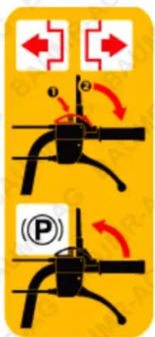 Diagram illustrating correct and incorrect ways to adjust a mechanical component, with labeled arrows and a license plate icon.