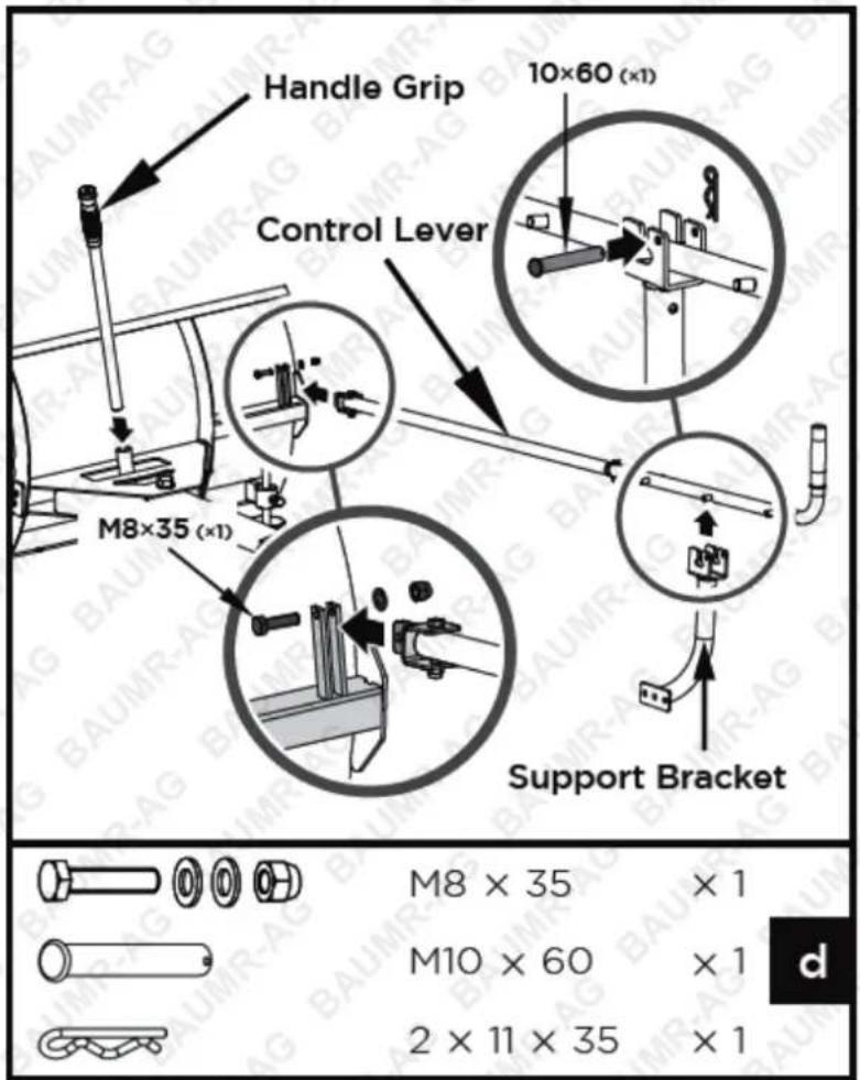 Handle Grip 10×60 (×1) Control Lever M8×35 (×1) Support Bracket M8 × 35 × 1 M10 × 60 × 1 2 × 11 × 35 × 1 d