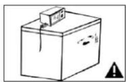 Diagram of a box with a labeled component and warning symbol, likely for safety or hazard detection.