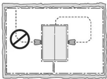 Safety warning symbol with no sign and dashed outline, indicating no hazard or absence