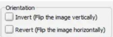 Orientation Invert (Flip the image vertically) Revert (Flip the image horizontally)
