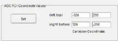 ADC ROI Coordinate Values Set (left top) -320 250 (right bottom) 320 -250 Cartesian Coordinates