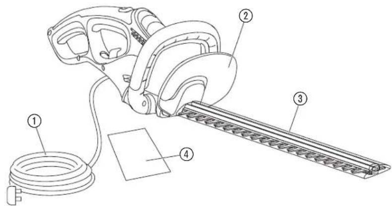 Technical diagram of a hair shov with labeled parts including cord, clip, and rack