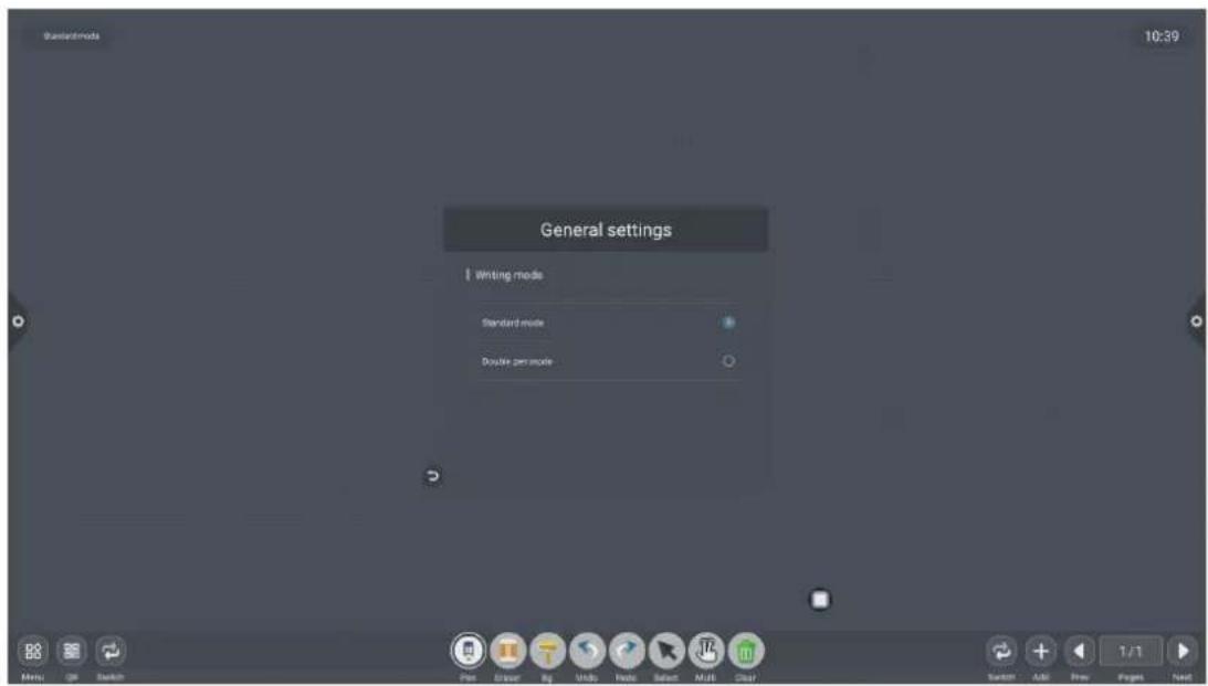 General settings Writing mode Standard mode Double per mode 10:39 Menu Edit View Print Help Add Prev Print Help