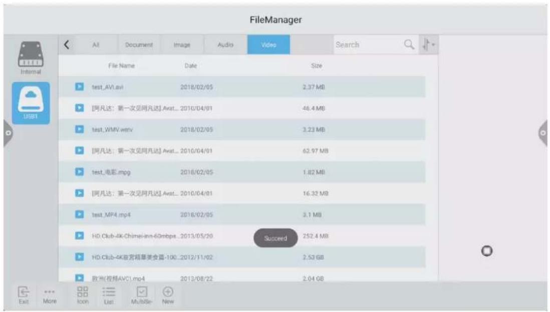 FileManager All Document Image Audio Videos Search File Name Date Size test_AVI.avi 2018/02/05 2.37 MB [阿凡达：第一次见阿凡达].Avat... 2016/04/01 46.4 MB test_WMV.wmv 2018/02/05 3.23 MB [阿凡达：第一次见阿凡达].Avat... 2016/04/01 62.97 MB test_电影.mpg 2018/02/05 1.82 MB [阿凡达：第一次见阿凡达].Avat... 2016/04/01 16.32 MB test_MP4.mp4 2018/02/05 3.1 MB HD.Club-4K-Chimei-inn-60mbps...2013/05/20 Succeed 252.4 MB HD.Club-4K宫宫箱幕美食道-100...2012/11/02 2.53 GB 欧洲(按邦AVC).mp4 2013/08/22 2.04 GB Exit More Icon List Multise- New
