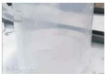 Close-up of a transparent cylindrical container with a white lid, possibly a container or container (no visible text or symbols)