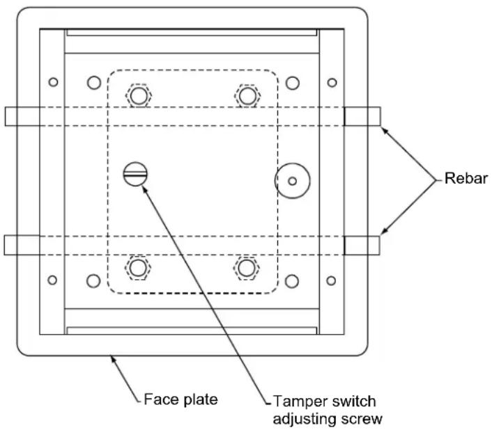 Face plate Tamper switch adjusting screw Rebar