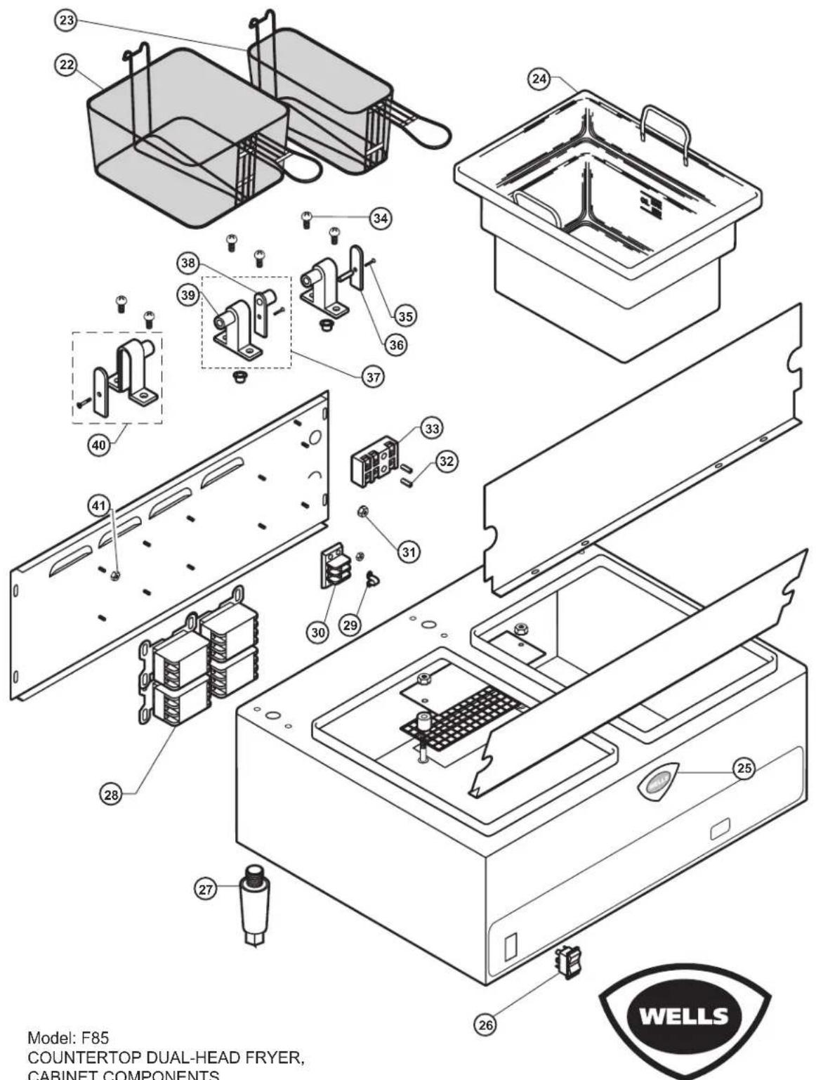 Model: F85 COUNTERTOP DUAL-HEAD FRYER, CABINET COMPONENTS