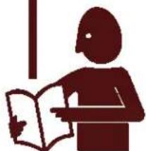 Silhouette of a person reading a book (no text or symbols visible)