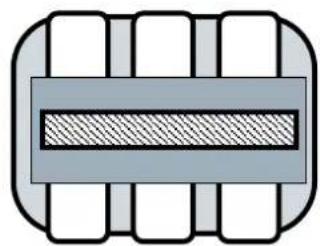 Pure diagram of a mechanical component with no text, numbers, or symbols