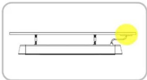Simple line drawing of a lever with a yellow circular highlight (no text or symbols)