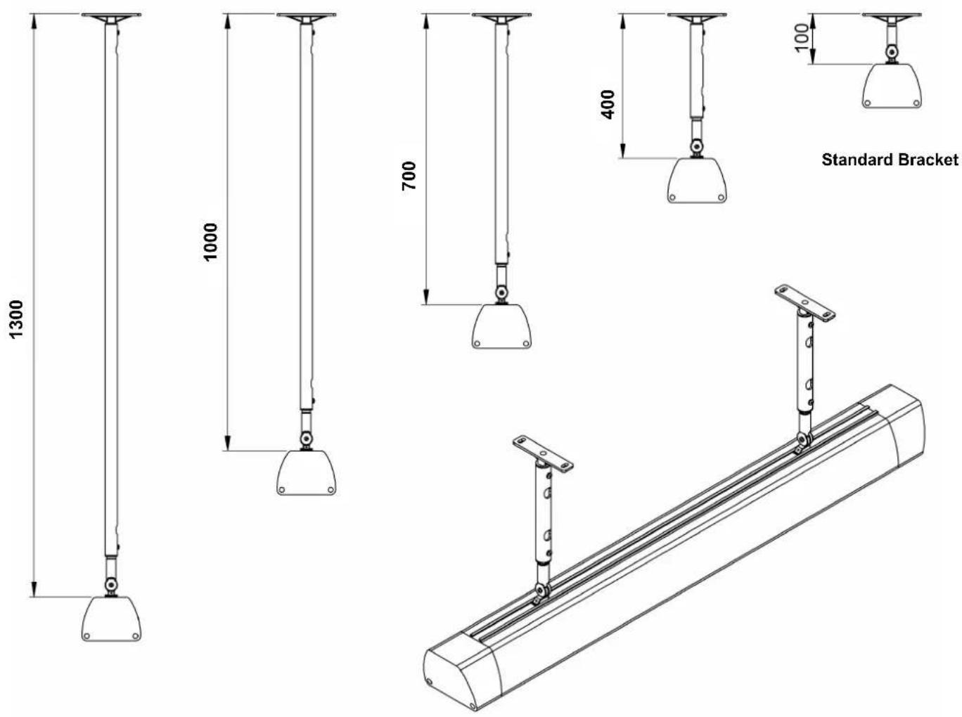 Heatstrip Intense THB3200BA - Extension Mount Bracket - 1