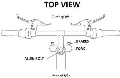 TOP VIEW Front of bike BRAKES FORK ALLEN BOLT Rear of bike