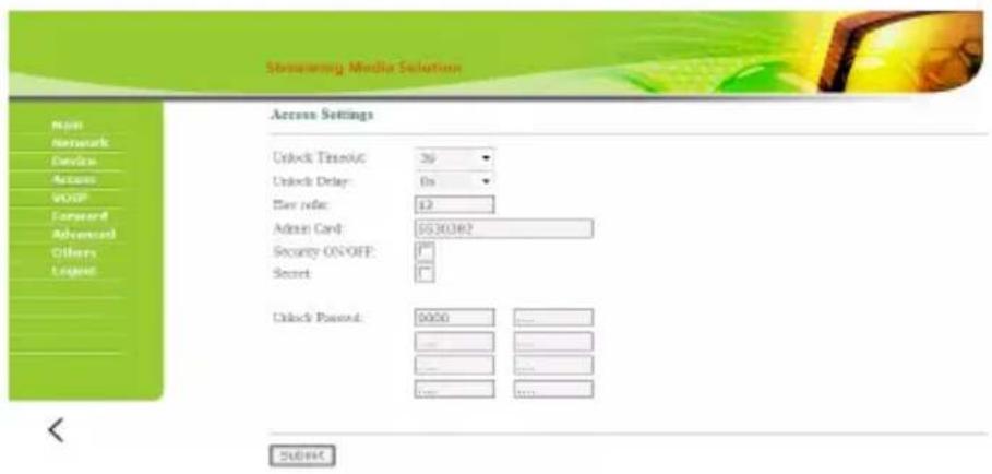 ZKTeco VEX-B21L - Access Settings: - 1