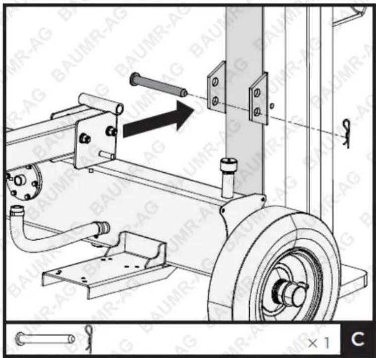 Technical diagram showing mechanical assembly with labeled components and directional arrow indicating motion or movement