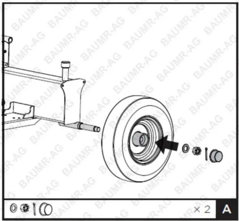 Technical diagram showing a mechanical assembly with a magnified view of a bearing and bolt assembly, labeled with component identifiers and part number.