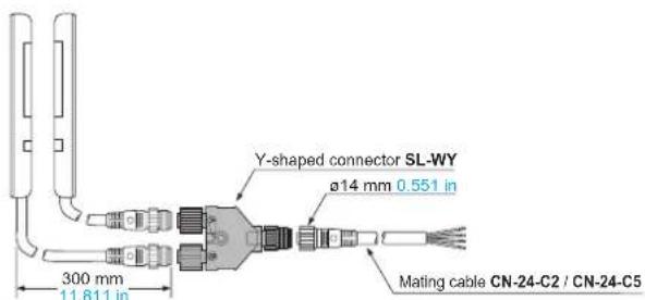 Y-shaped connector SL-WY ø14 mm 0.551 in 300 mm 11.811 in Mating cable CN-24-C2 / CN-24-C5