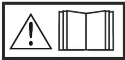 Warning symbol and open book icon with exclamation mark