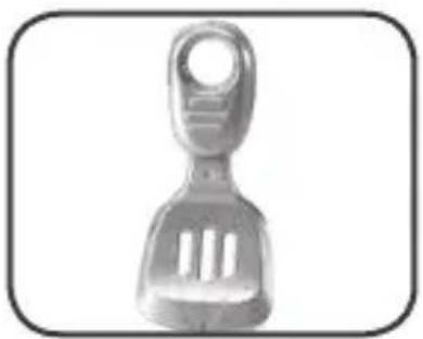Metal kitchen utensil with handle and spout (no text or symbols)