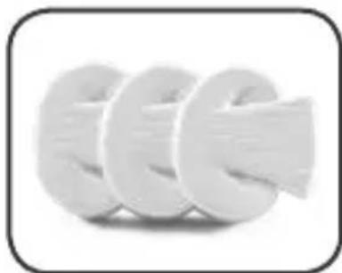 Three interlocked circular objects arranged in a row, no visible text or symbols.