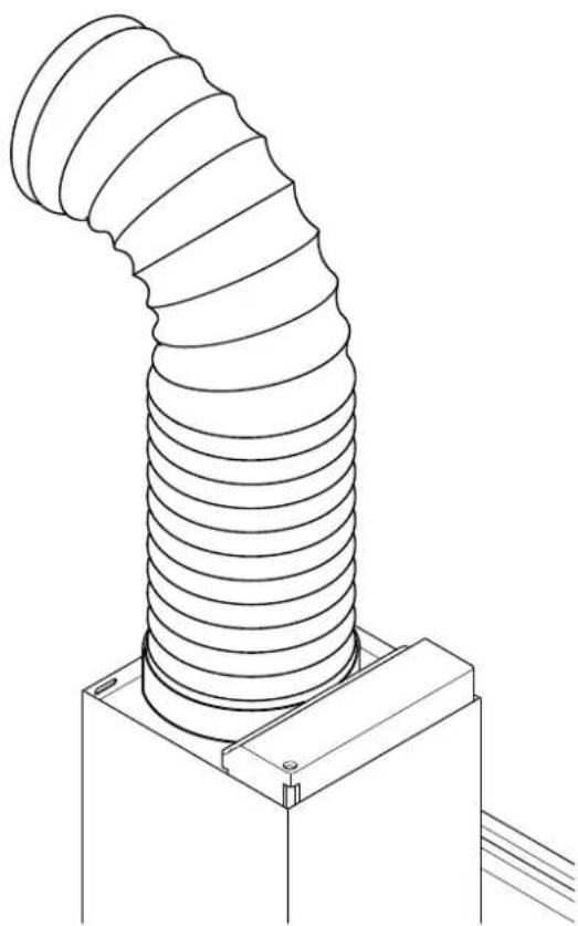 Technical line drawing of a coiled industrial pipe or duct assembly mounted on a base (no text or symbols)