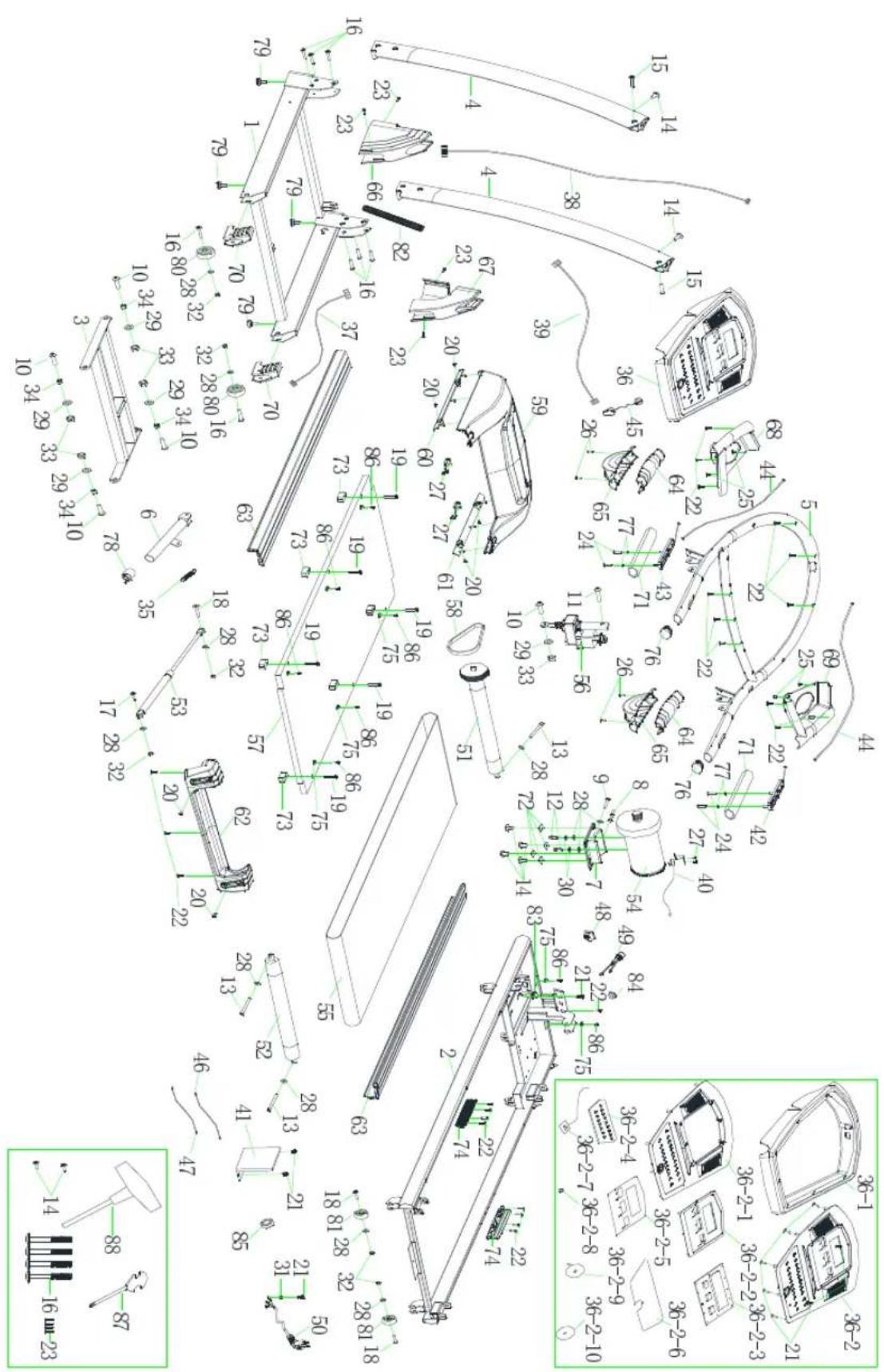 Technical diagram of a mechanical assembly with numbered components and dimension annotations