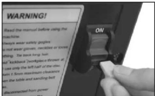 WARNING! Read the manual before using the machine. Always wear safety progress to not wear gloves, needles or shoes something. Tie back keep hold. Add "kickback" (workpiece thrown at 1 save only the left half of the class train 1. Slow maximum clearance won the table and sanding ball is. disconnected from power