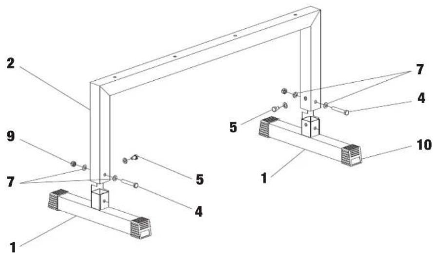 Technical diagram of a mechanical assembly with numbered components, likely for engineering or manufacturing documentation.