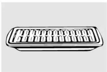 Simple line drawing of a rectangular object with internal grid pattern (no text or symbols)