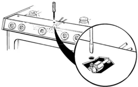Line drawing of a kitchen appliance with a magnified inset showing a tray and sink (no text or symbols)