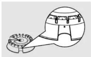 Diagram of a mechanical device with gears and housing (no text or symbols)