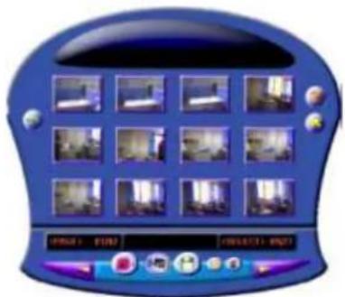Screenshot of a digital camera interface with 12 labeled frames and control buttons at the bottom